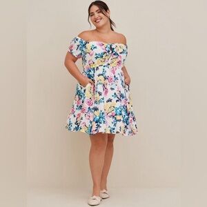 Torrid Mini Gauze Puff Sleeve Skater Dress Size 2X NWT Brand New